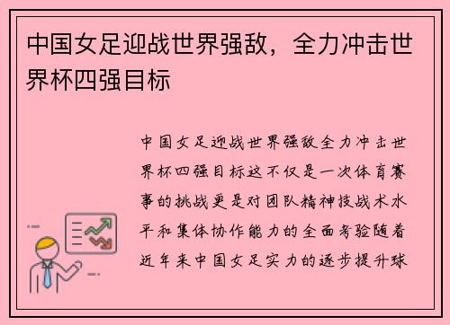 中国女足迎战世界强敌，全力冲击世界杯四强目标